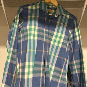 Burberry Blue and Green Plaid Shirt